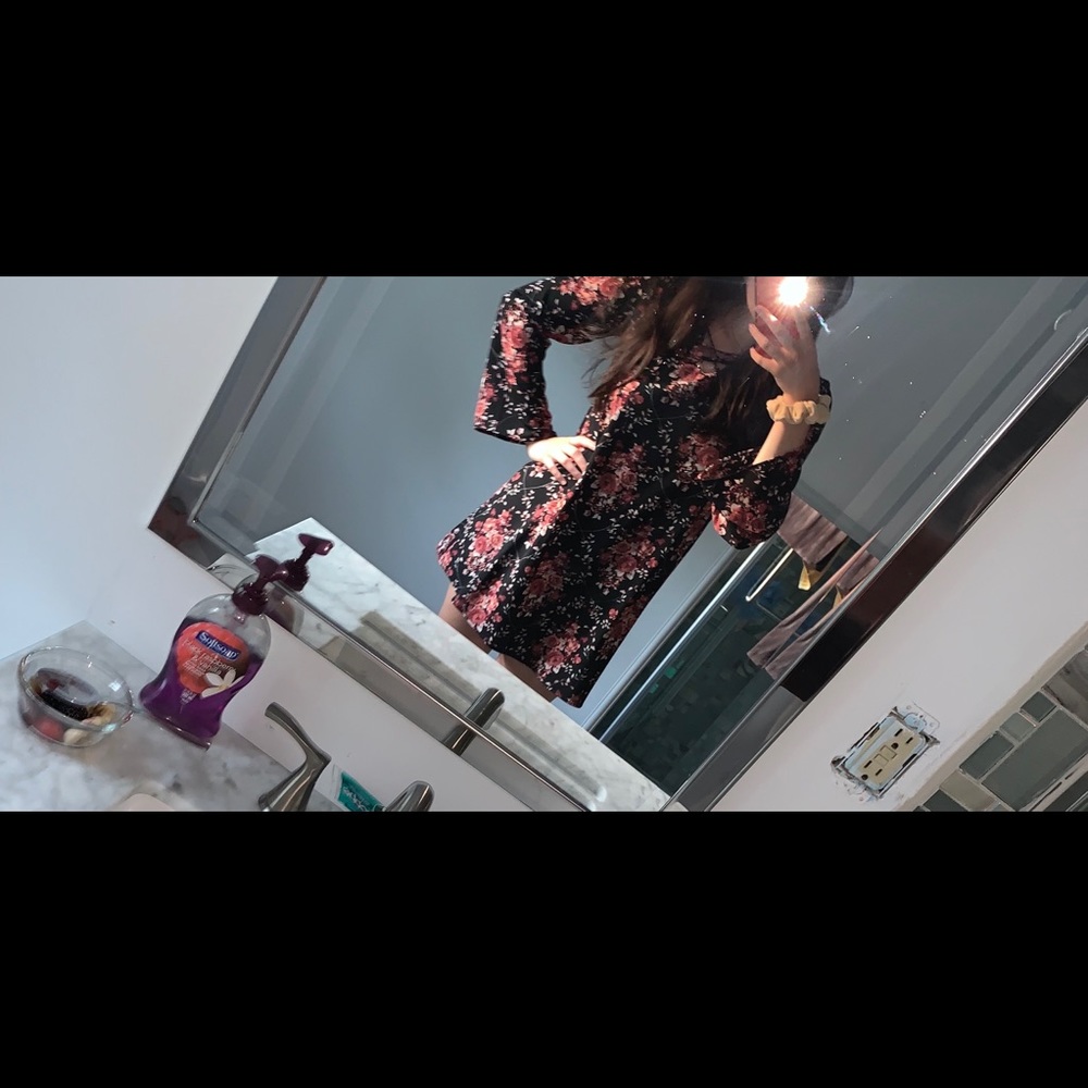 Floral rose pattern shift dress